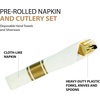 image:image240 Pieces Pre Rolled Cutlery And Napkins Set with Heavy Duty Full Size Polished Gold Cutlery 60 Forks 60 Knives 60 Spoons In Rolled Napkins for Weddings Parties And EventsGold