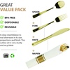 image:image240 Pieces Pre Rolled Cutlery And Napkins Set with Heavy Duty Full Size Polished Gold Cutlery 60 Forks 60 Knives 60 Spoons In Rolled Napkins for Weddings Parties And EventsGold