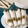 image:image240 Pieces Pre Rolled Cutlery And Napkins Set with Heavy Duty Full Size Polished Gold Cutlery 60 Forks 60 Knives 60 Spoons In Rolled Napkins for Weddings Parties And EventsGold