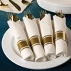 image:image240 Pieces Pre Rolled Cutlery And Napkins Set with Heavy Duty Full Size Polished Gold Cutlery 60 Forks 60 Knives 60 Spoons In Rolled Napkins for Weddings Parties And EventsGold