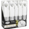 image:image240 Pieces Pre Rolled Cutlery And Napkins Set with Heavy Duty Full Size Polished Gold Cutlery 60 Forks 60 Knives 60 Spoons In Rolled Napkins for Weddings Parties And EventsSilver