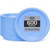 image:imageGold Solid Color Premium Heavy Weight Plastic Dinner Plate 9 50 Count  Elegant amp Durable Perfect for Parties amp EventsLight Blue