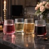 image:imageLillian Clear Ribbed Stemless Plastic Wine Glasses 12 oz  Elegant Shatterproof Disposable Wine Cups Premium Hard Plastic Tumblers for Weddings Parties amp Special Events 72 PackDusty Blue
