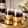 image:imageLillian Clear Stemless Wine Tumbler with Polished Gold Base 15 oz  Unbreakable Disposable Plastic Cups for Weddings amp Parties 72 PackGold