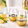 image:imageLillian Clear Stemless Wine Tumbler with Polished Gold Base 15 oz  Unbreakable Disposable Plastic Cups for Weddings amp Parties 72 PackGold