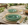 image:imageLillian Tablesettings 32Piece Tinted Green Plastic Plates Set 1610 Dinner amp 167 Salad Plates Heavyweight Disposable Plates with Gold Rim Elegant Swirl Design DinnerwareSwirl  Green  Gold