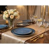 image:imageLillian Tablesettings 32Piece Tinted Green Plastic Plates Set 1610 Dinner amp 167 Salad Plates Heavyweight Disposable Plates with Gold Rim Elegant Swirl Design DinnerwareSpiralique  Blue  Gold