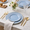 image:imageLillian Tablesettings 32Piece Tinted Green Plastic Plates Set 1610 Dinner amp 167 Salad Plates Heavyweight Disposable Plates with Gold Rim Elegant Swirl Design DinnerwarePetal  Blue  Gold