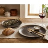 image:imageLillian Tablesettings 32Piece Tinted Green Plastic Plates Set 1610 Dinner amp 167 Salad Plates Heavyweight Disposable Plates with Gold Rim Elegant Swirl Design DinnerwareArctic  Charcoal  Gold