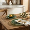 image:imageLillian Tablesettings 32Piece Tinted Green Plastic Plates Set 1610 Dinner amp 167 Salad Plates Heavyweight Disposable Plates with Gold Rim Elegant Swirl Design DinnerwareSwirl  Green  Gold
