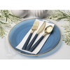 image:imageLillian Tablesettings 32Piece Tinted Green Plastic Plates Set 1610 Dinner amp 167 Salad Plates Heavyweight Disposable Plates with Gold Rim Elegant Swirl Design DinnerwareSpiralique  Blue  Gold