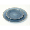 image:imageLillian Tablesettings 32Piece Tinted Green Plastic Plates Set 1610 Dinner amp 167 Salad Plates Heavyweight Disposable Plates with Gold Rim Elegant Swirl Design DinnerwareSpiralique  Blue  Gold