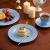 image:imageLillian Tablesettings 32Piece Tinted Green Plastic Plates Set 1610 Dinner amp 167 Salad Plates Heavyweight Disposable Plates with Gold Rim Elegant Swirl Design DinnerwarePetal  Blue  Gold