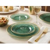 image:imageLillian Tablesettings 32Piece Tinted Green Plastic Plates Set 1610 Dinner amp 167 Salad Plates Heavyweight Disposable Plates with Gold Rim Elegant Swirl Design DinnerwareSwirl  Green  Gold