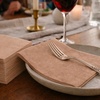 image:imageLinenFeel Disposable Dinner Napkins Made in Italy ClothLike AirlaidHazelnut