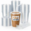 image:imageNicole Home Collection 100 Sets  16 oz Clear PET Plastic Cups with Lids and Straws Sturdy amp Food Safe Iced Coffee Cups Disposable Smoothie Cups for Cold DrinksClear