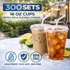 image:imageNicole Home Collection 100 Sets  16 oz Clear PET Plastic Cups with Lids and Straws Sturdy amp Food Safe Iced Coffee Cups Disposable Smoothie Cups for Cold DrinksClear