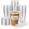 image:imageNicole Home Collection 100 Sets  16 oz Clear PET Plastic Cups with Lids and Straws Sturdy amp Food Safe Iced Coffee Cups Disposable Smoothie Cups for Cold DrinksClear