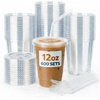 image:imageNicole Home Collection 100 Sets  16 oz Clear PET Plastic Cups with Lids and Straws Sturdy amp Food Safe Iced Coffee Cups Disposable Smoothie Cups for Cold DrinksClear