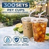 image:imageNicole Home Collection 100 Sets  16 oz Clear PET Plastic Cups with Lids and Straws Sturdy amp Food Safe Iced Coffee Cups Disposable Smoothie Cups for Cold DrinksClear