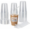 image:imageNicole Home Collection 100 Sets  16 oz Clear PET Plastic Cups with Lids and Straws Sturdy amp Food Safe Iced Coffee Cups Disposable Smoothie Cups for Cold DrinksClear
