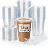 image:imageNicole Home Collection 100 Sets  16 oz Clear PET Plastic Cups with Lids and Straws Sturdy amp Food Safe Iced Coffee Cups Disposable Smoothie Cups for Cold DrinksClear