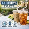 image:imageNicole Home Collection 100 Sets  16 oz Clear PET Plastic Cups with Lids and Straws Sturdy amp Food Safe Iced Coffee Cups Disposable Smoothie Cups for Cold DrinksClear