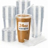 image:imageNicole Home Collection 100 Sets  16 oz Clear PET Plastic Cups with Lids and Straws Sturdy amp Food Safe Iced Coffee Cups Disposable Smoothie Cups for Cold DrinksClear