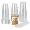 image:imageNicole Home Collection 100 Sets  16 oz Clear PET Plastic Cups with Lids and Straws Sturdy amp Food Safe Iced Coffee Cups Disposable Smoothie Cups for Cold DrinksClear