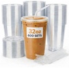 image:imageNicole Home Collection 100 Sets  16 oz Clear PET Plastic Cups with Lids and Straws Sturdy amp Food Safe Iced Coffee Cups Disposable Smoothie Cups for Cold DrinksClear