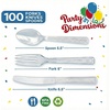 image:imageParty Dimensions 300 Count Plastic Cutlery Combo Box Disposable Clear Plastic Silverware Utensils Set 100 Forks 100 Spoons 100 Knives300 Count Pack of 1