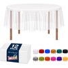 image:imageParty Dimensions Red Disposable Plastic Tablecloth Round 84 12 PackClear