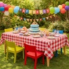 image:imageParty Dimensions Red Disposable Plastic Tablecloth Round 84 12 PackRed Gingham Checkered
