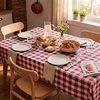 image:imageParty Dimensions Red Disposable Plastic Tablecloth Round 84 12 PackRed Gingham Checkered
