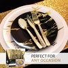 image:imagePlastic Cutlery Silverware Extra Heavyweight Disposable Flatware Full Size Cutlery Combo Polished Silver 80 Forks 40 Spoons 40 Knives Value Pack 160 CountPebbled Gold