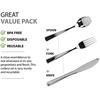 image:imagePlastic Cutlery Silverware Extra Heavyweight Disposable Flatware Full Size Cutlery Combo Polished Silver 80 Forks 40 Spoons 40 Knives Value Pack 160 CountSilver