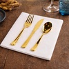 image:imagePlastic Cutlery Silverware Extra Heavyweight Disposable Flatware Full Size Cutlery Combo Polished Silver 80 Forks 40 Spoons 40 Knives Value Pack 160 CountGold