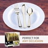image:imagePlastic Cutlery Silverware Extra Heavyweight Disposable Flatware Full Size Cutlery Combo Polished Silver 80 Forks 40 Spoons 40 Knives Value Pack 160 CountGold