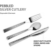 image:imagePlastic Cutlery Silverware Extra Heavyweight Disposable Flatware Full Size Cutlery Combo Polished Silver 80 Forks 40 Spoons 40 Knives Value Pack 160 CountPebbled Silver