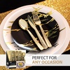 image:imagePlastic Cutlery Silverware Extra Heavyweight Disposable Flatware Full Size Cutlery Combo Polished Silver 80 Forks 40 Spoons 40 Knives Value Pack 160 CountPebbled Gold