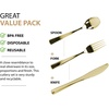 image:imagePlastic Cutlery Silverware Extra Heavyweight Disposable Flatware Full Size Cutlery Combo Polished Silver 80 Forks 40 Spoons 40 Knives Value Pack 160 CountGold