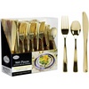 image:imagePlastic Cutlery Silverware Extra Heavyweight Disposable Flatware Full Size Cutlery Combo Polished Silver 80 Forks 40 Spoons 40 Knives Value Pack 160 CountGold