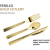 image:imagePlastic Cutlery Silverware Extra Heavyweight Disposable Flatware Full Size Cutlery Combo Polished Silver 80 Forks 40 Spoons 40 Knives Value Pack 160 CountPebbled Gold