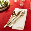 image:imagePlastic Cutlery Silverware Extra Heavyweight Disposable Flatware Full Size Cutlery Combo Polished Silver 80 Forks 40 Spoons 40 Knives Value Pack 160 CountPebbled Gold