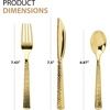 image:imagePlastic Cutlery Silverware Extra Heavyweight Disposable Flatware Full Size Cutlery Combo Polished Silver 80 Forks 40 Spoons 40 Knives Value Pack 160 CountPebbled Gold