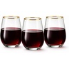image:imageLillian Clear Stemless Wine Tumbler with Polished Gold Base 15 oz  Unbreakable Disposable Plastic Cups for Weddings amp Parties 72 PackClear  Gold
