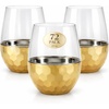 image:imageLillian Clear Stemless Wine Tumbler with Polished Gold Base 15 oz  Unbreakable Disposable Plastic Cups for Weddings amp Parties 72 PackGold