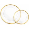 image:imageLillian Tablesettings 32Piece Tinted Green Plastic Plates Set 1610 Dinner amp 167 Salad Plates Heavyweight Disposable Plates with Gold Rim Elegant Swirl Design DinnerwareMagnificence  Clear  Gold