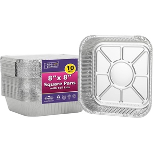 image:image8x8 Aluminum Pans With Lids 20 Pack 8 Inch Foil Pans With Covers  Cake Pans  Aluminum Square Pans With Lids  Disposable Food container  great For Cake Baking Cooking Freezing Prepping FoodPans W Lids