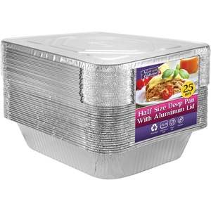 image:imageAluminum Pans Half Size 9X13 Extra Heavy Duty Disposable Foil Pans For Baking 30 Pack Roasting amp Chafing Deep Tin Foil Bakeware Steam Table Tray Cookware Food Prepping Cake amp Oven Pan25 Pack  w Lids